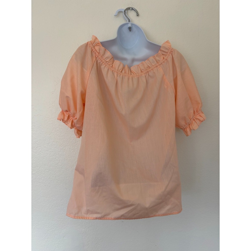 Vtg Square Dance blouse Bettye Small Peach Puff Sleeves Coquette Ballet Prairie - Picture 9 of 16